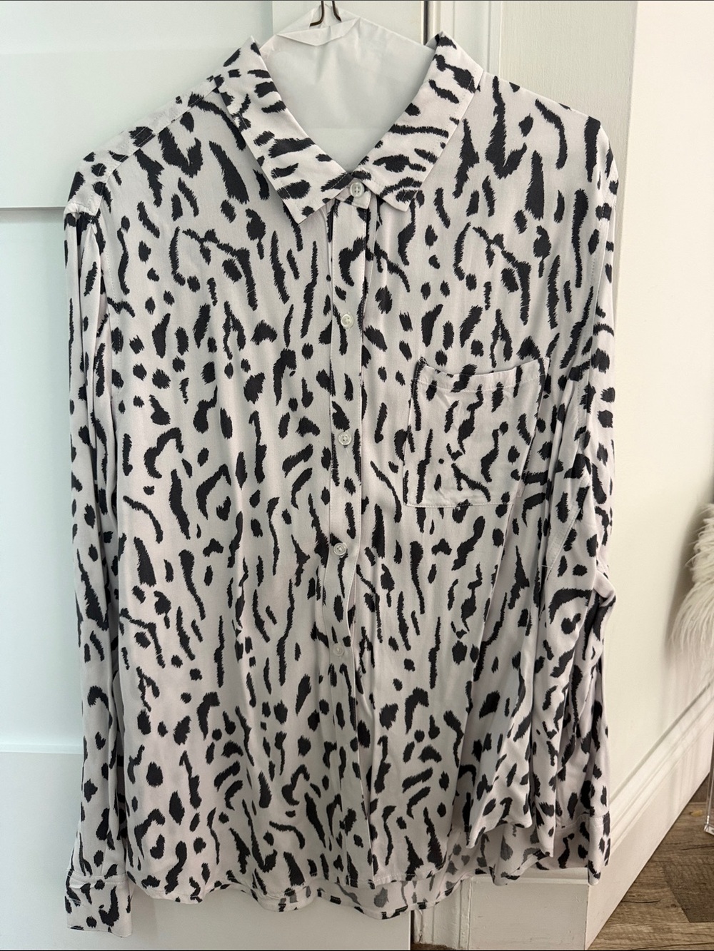 Rails Black & White Animal Print Button-Up Blouse